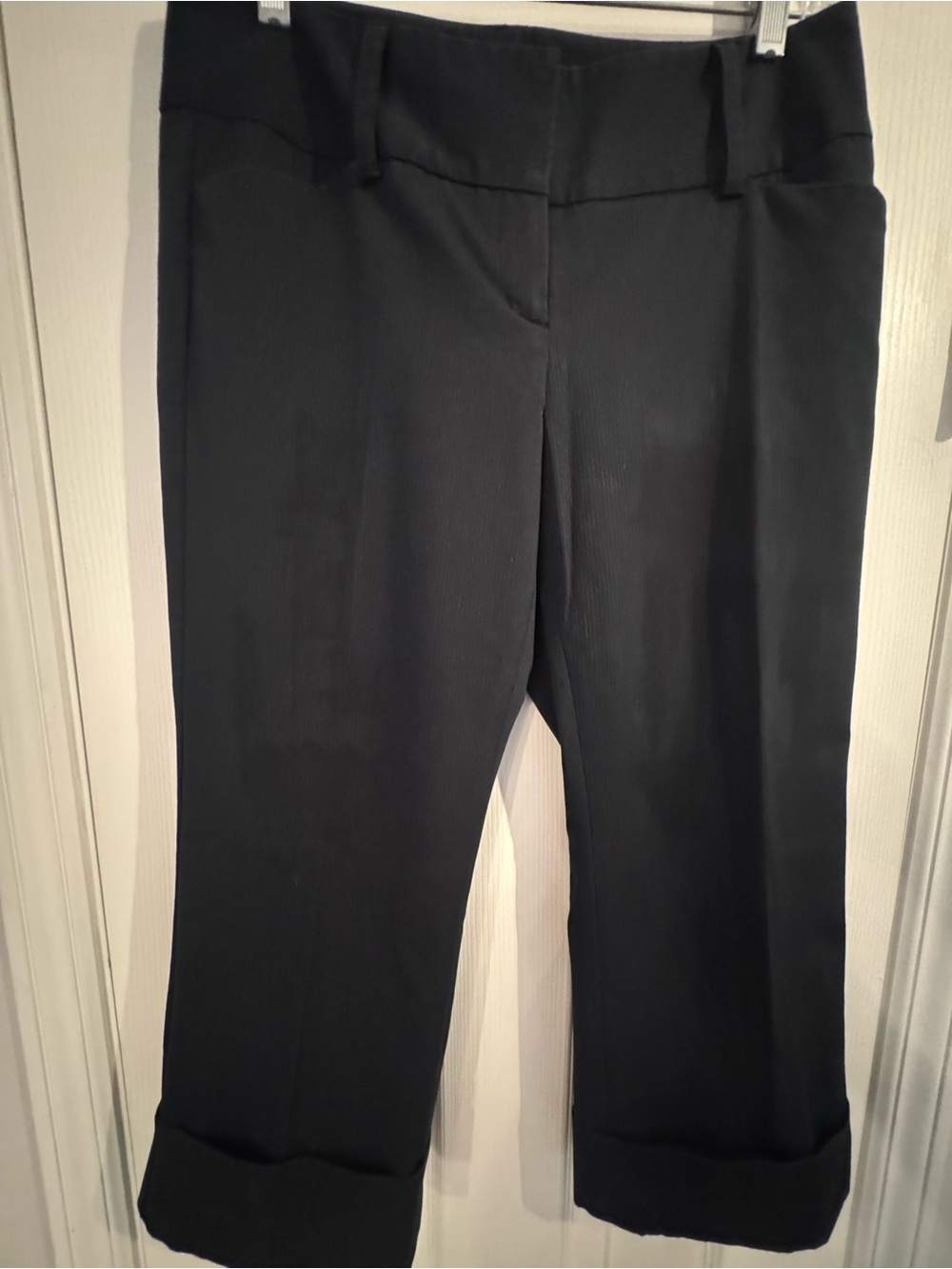 Vintage Express Black Pinstripe Cropped Dress Pants